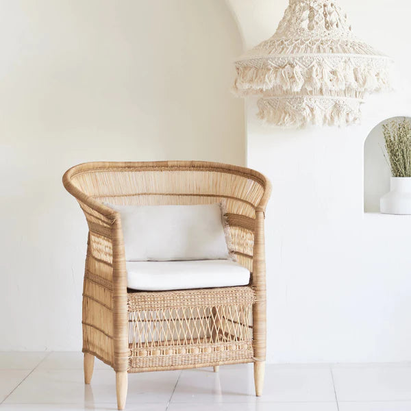 Genuine Malawi Chair in Natural including Cushion - Warehouse Sale