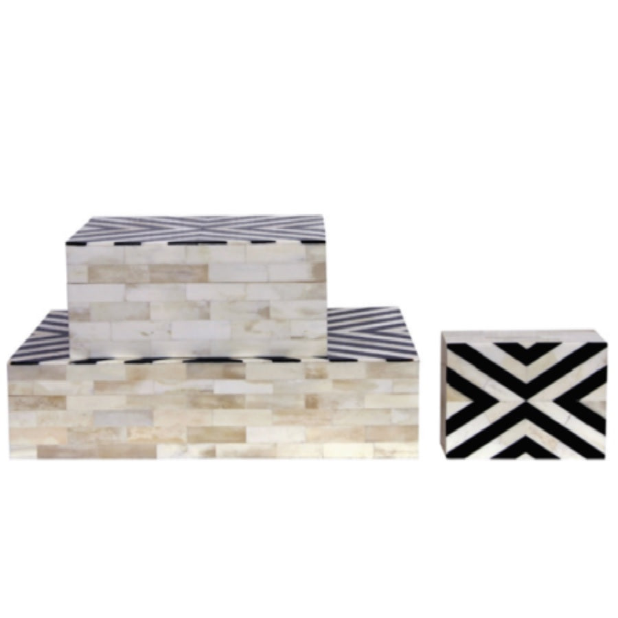 Bone Inlay Box in Lock Pattern