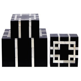 Bone Inlay Box in Chevron Pattern in Black and White