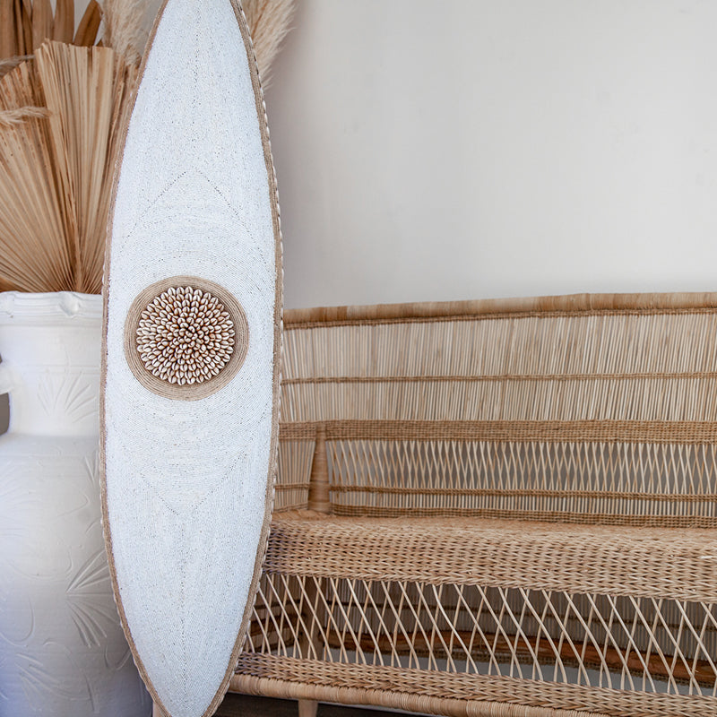 Shield Beaded Long in White