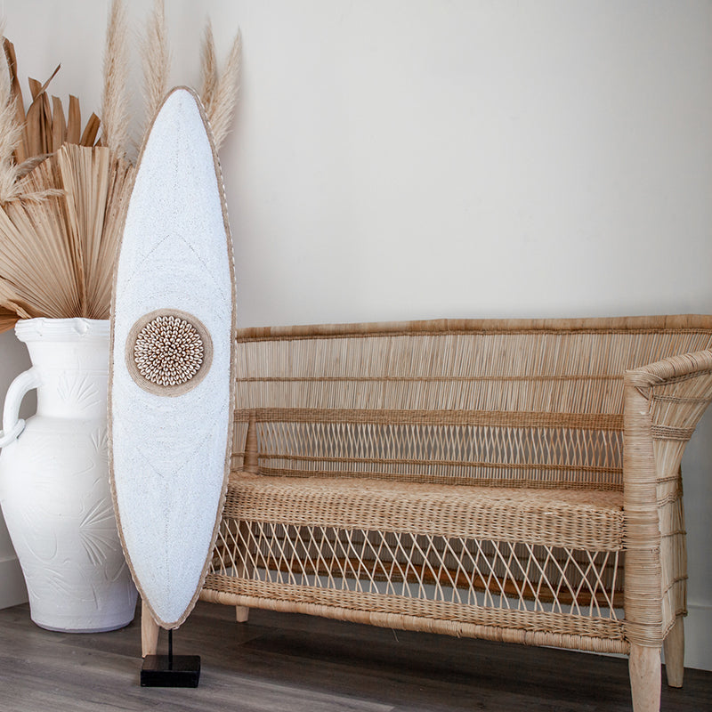 Shield Beaded Long in White