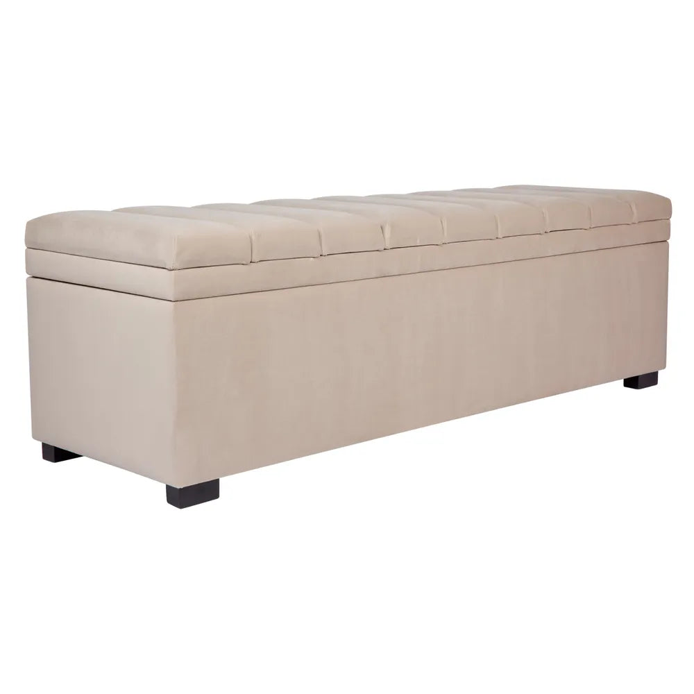 Soho Storage Bench Ottoman in Off White Linen