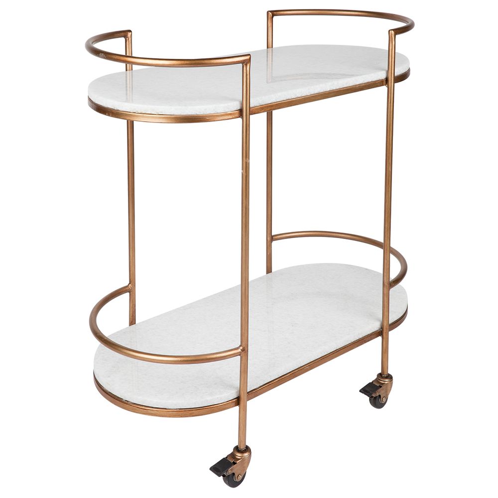 Southside White Stone Bar Cart