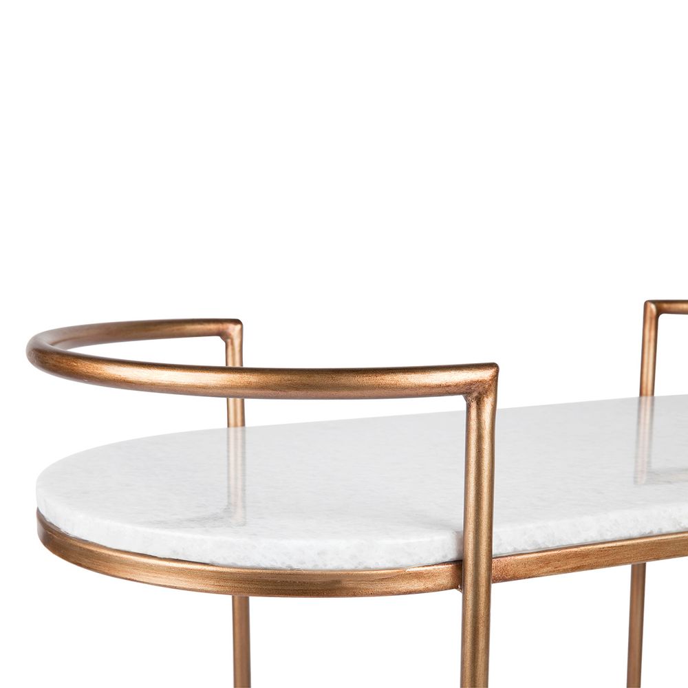 Southside White Stone Bar Cart
