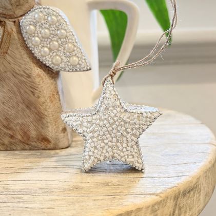 Beaded Timber Star - Hanging Decor