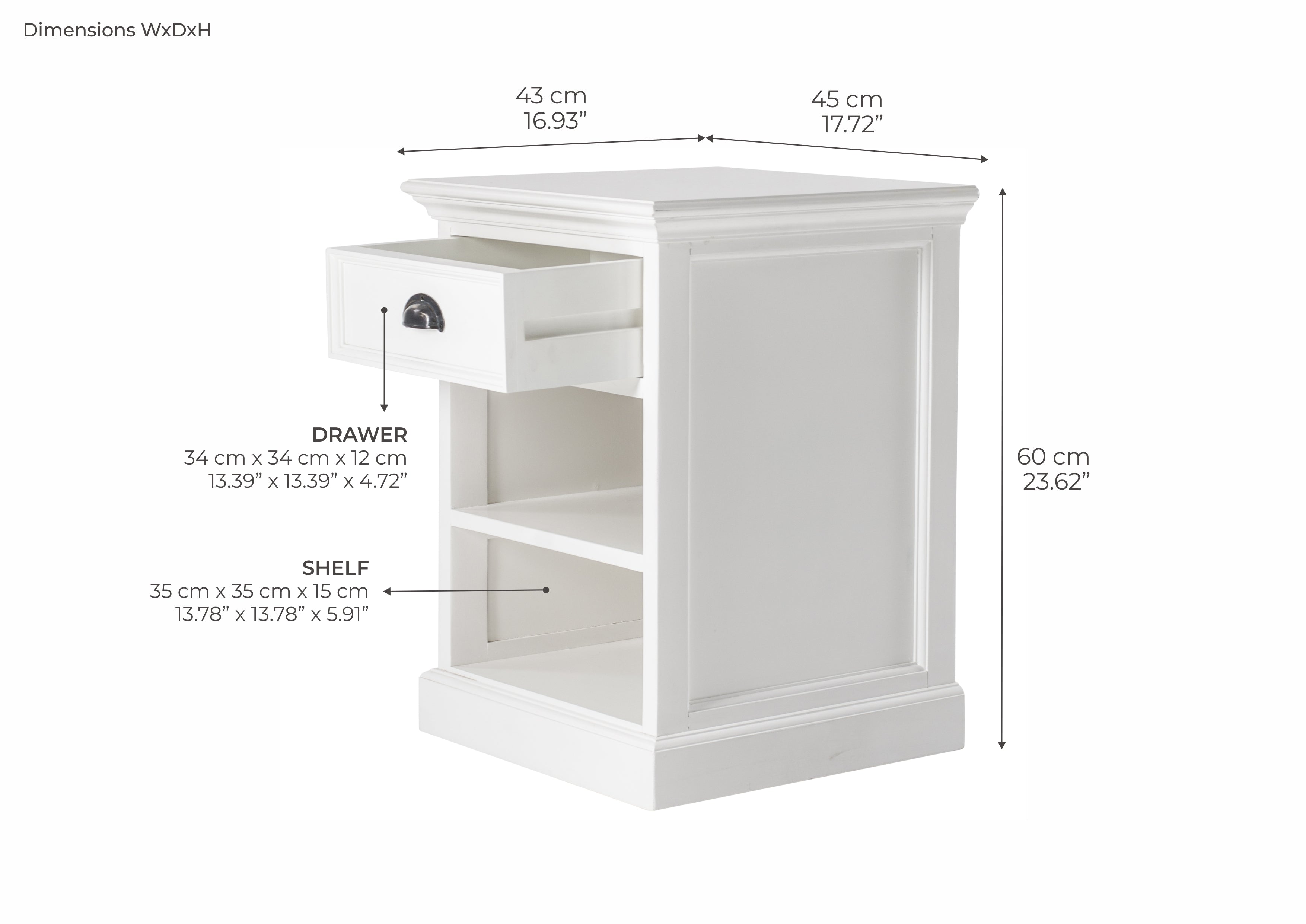 Bedside Table with Shelves
