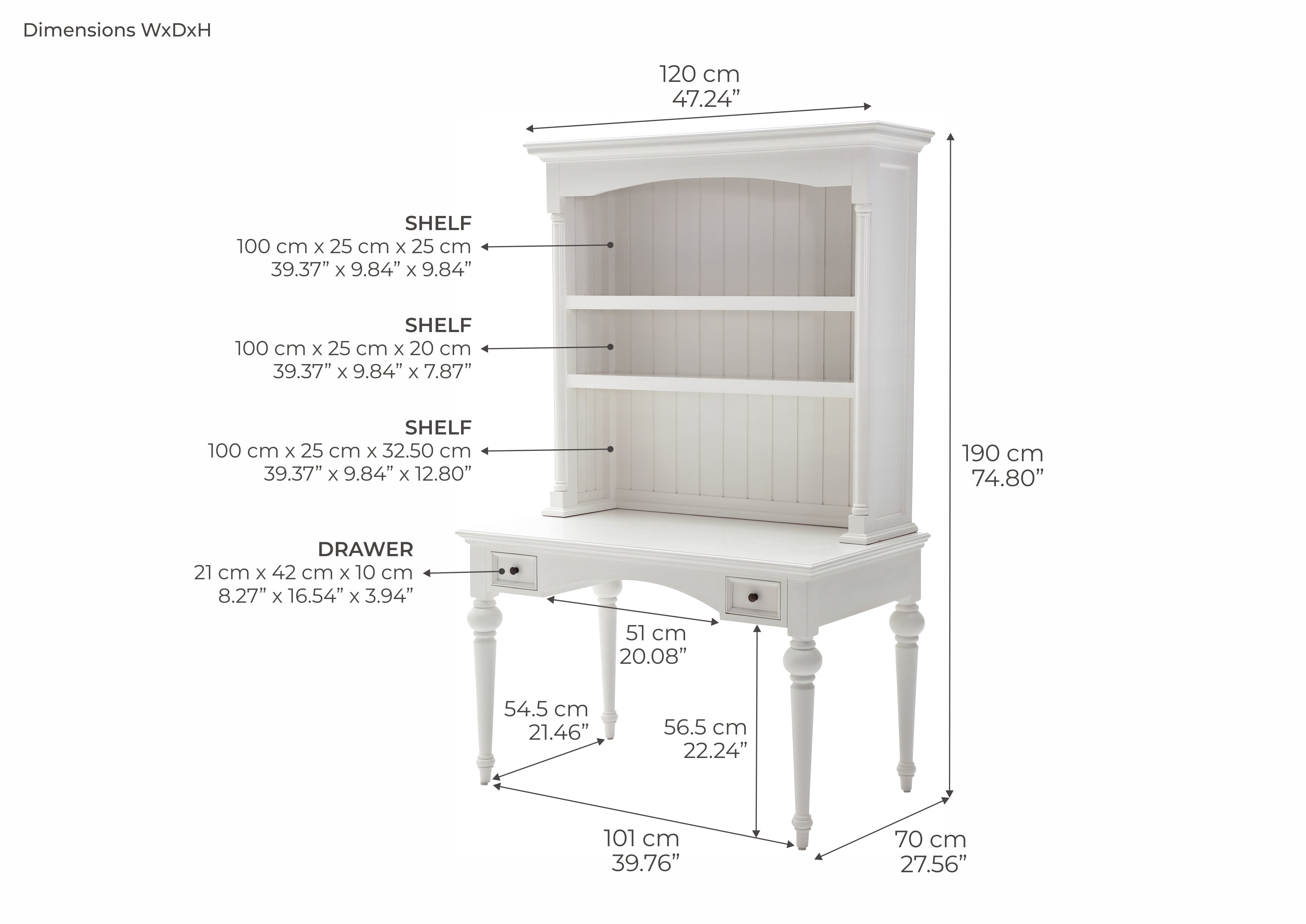Tiana Beach Secretary Desk with Hutch