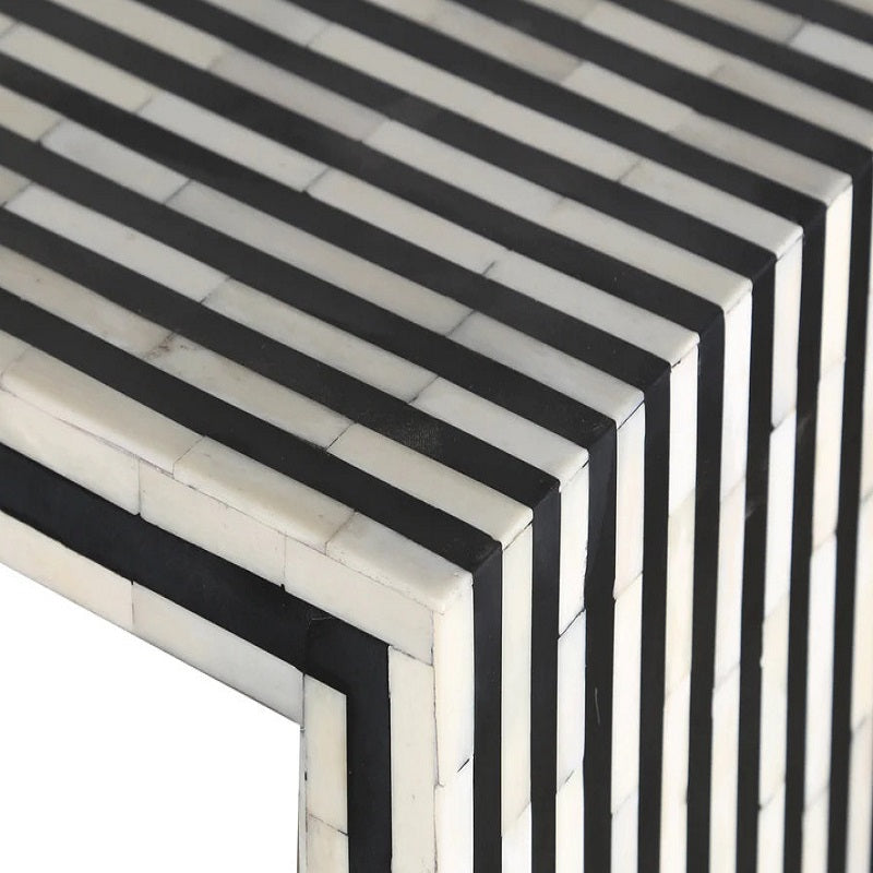 Bone Inlay Console in Stripe Black