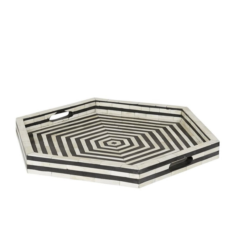 Bone Inlay Hexagonal Tray in Black