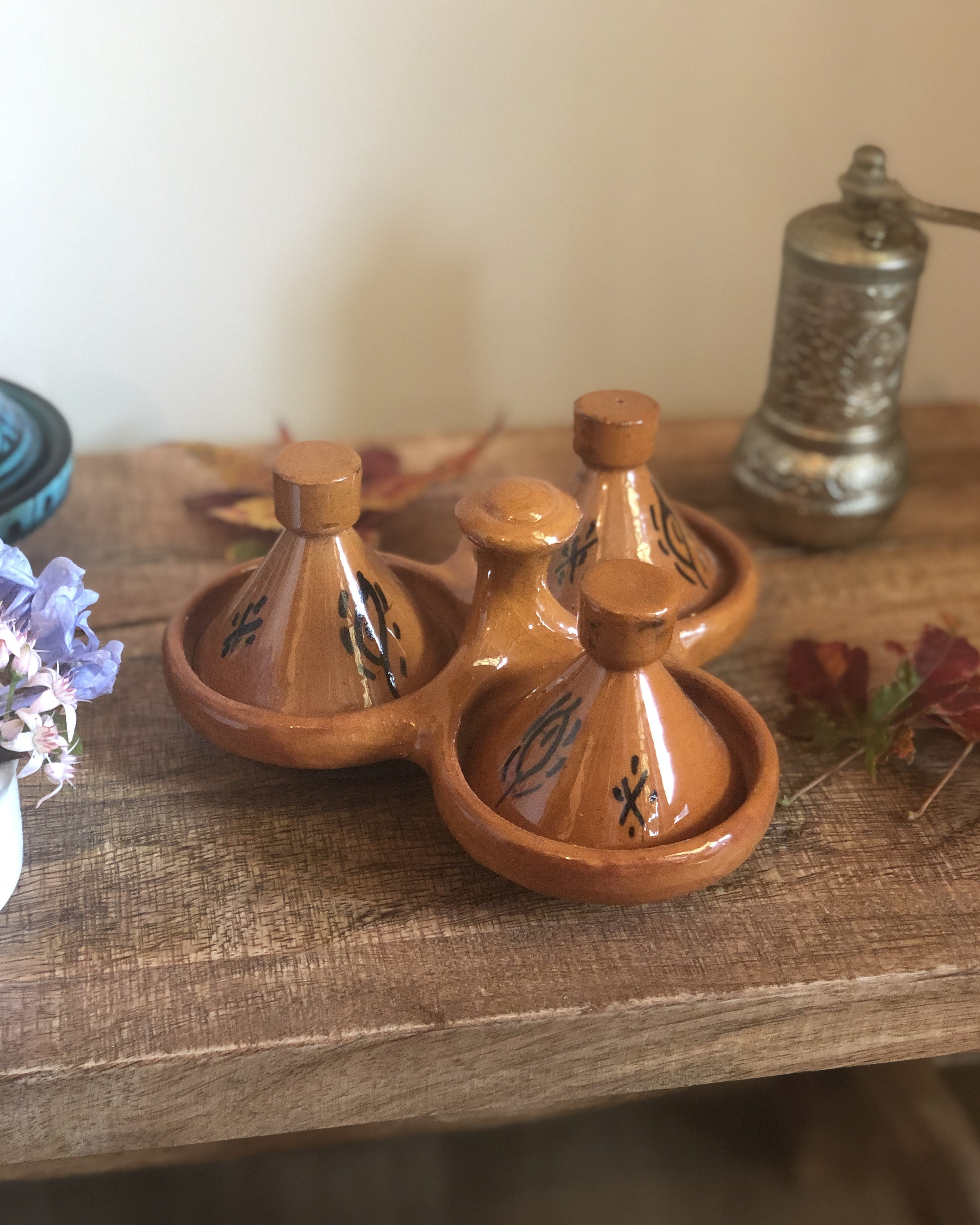 Mini Triple Tagines in Terra Cotta