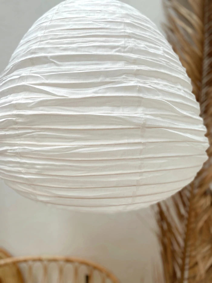 The Athena Pear Linen Pendant in White