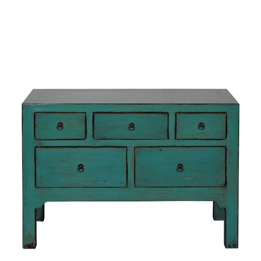 Tia Wooden 5 Drawer Table