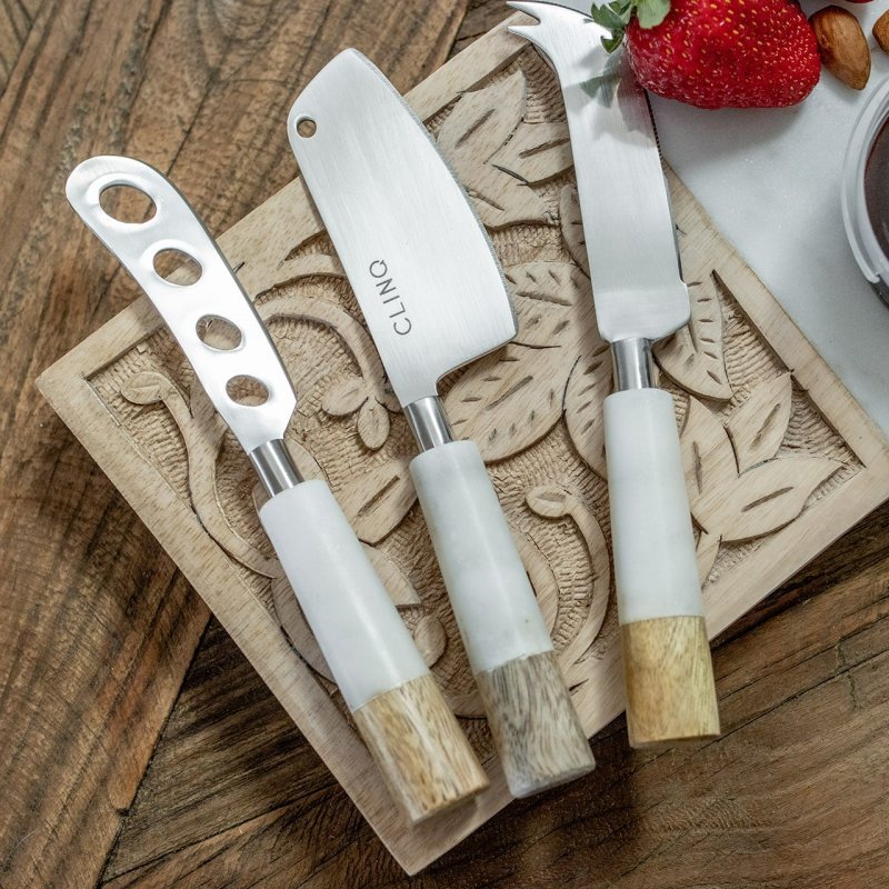 Manhattan Timber & Marble Coasters Bottle Opener & Cheese Knife Set