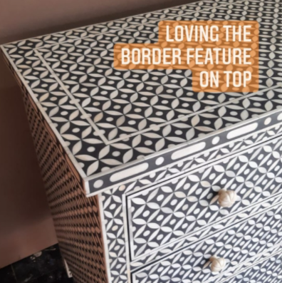 Bone Inlay Chest with 7 Drawers in Celtic/Orange
