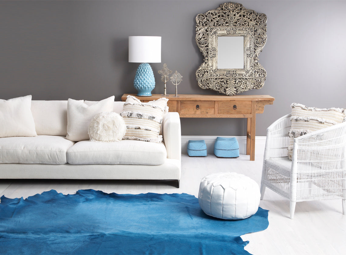 Turquoise Dyed Cow Hide Rug