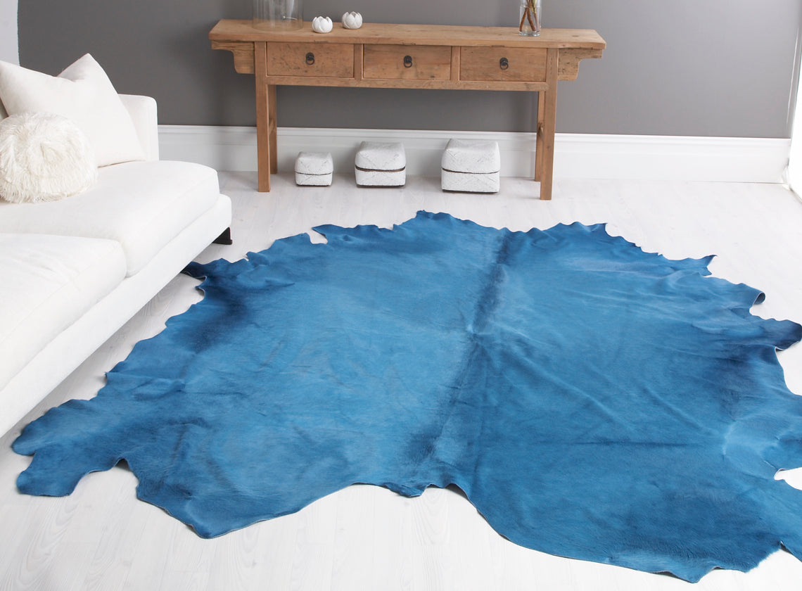 Turquoise Dyed Cow Hide Rug