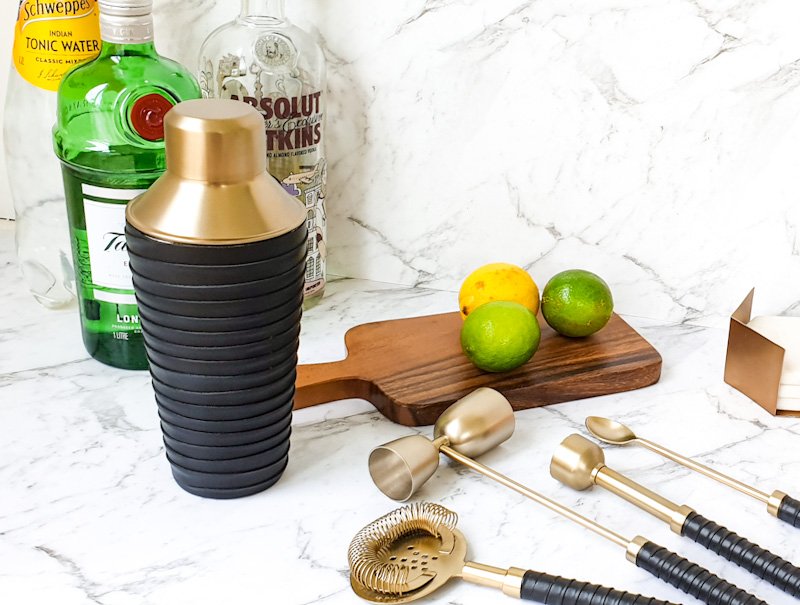 Manhattan Leather & Brass Cocktail Shaker & Kit