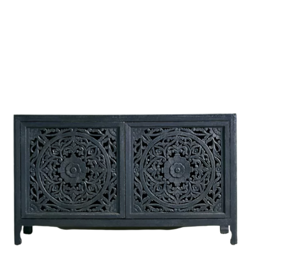 Hand Carved Timber Cut-Out Buffet in Midnight