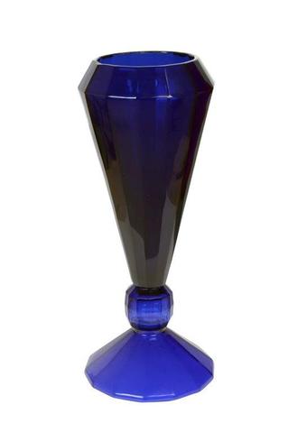 Deco Crystal Vase in Indigo