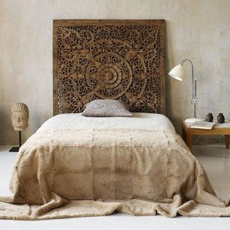 Hand Carved Timber Cut-Out Bedhead