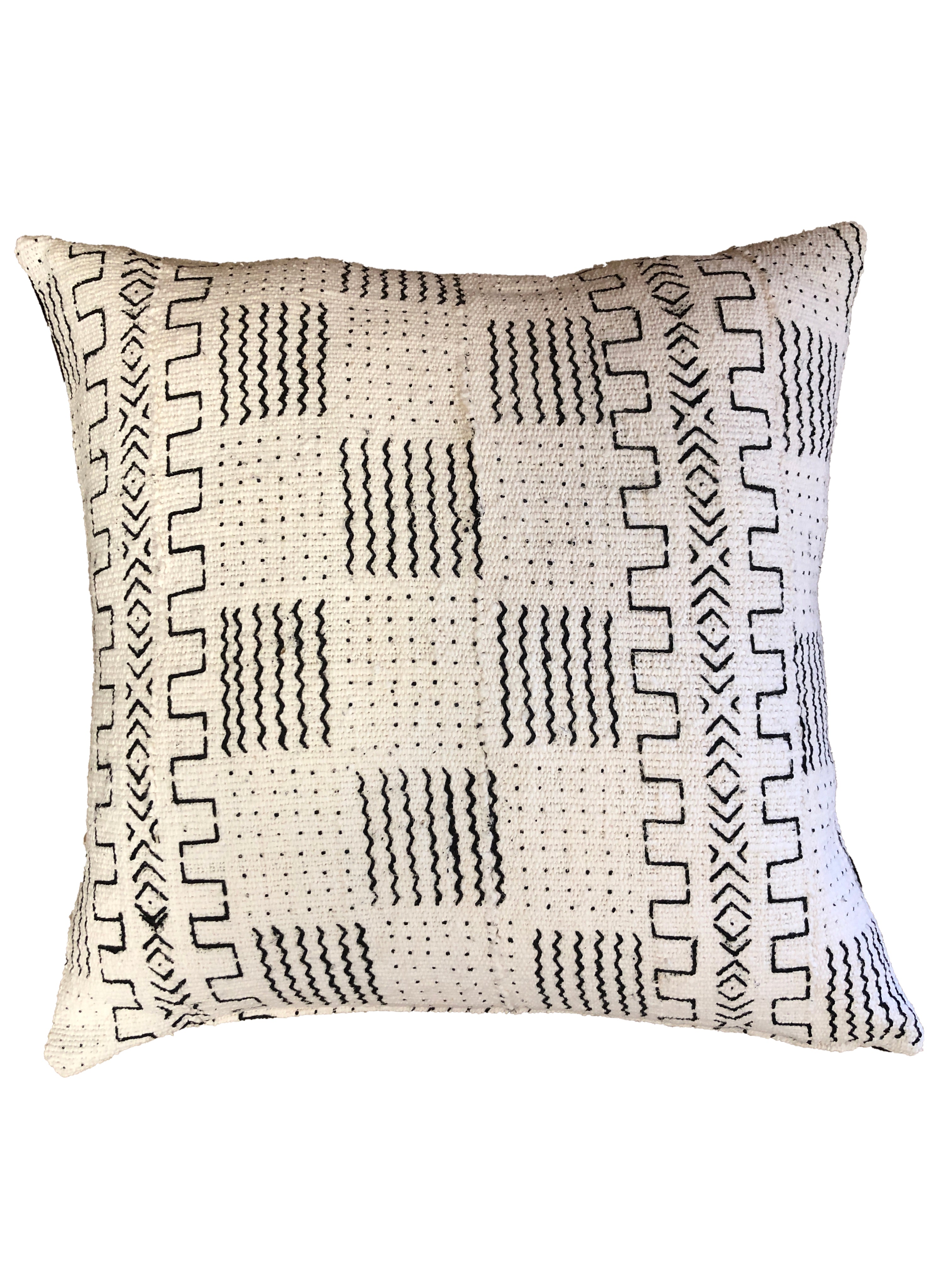 Mudcloth Cushion in White