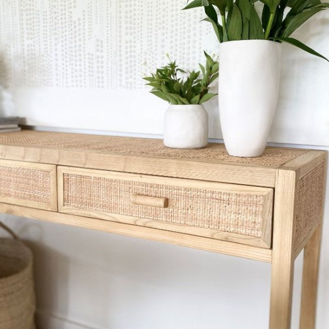 Natural Split Rattan Console