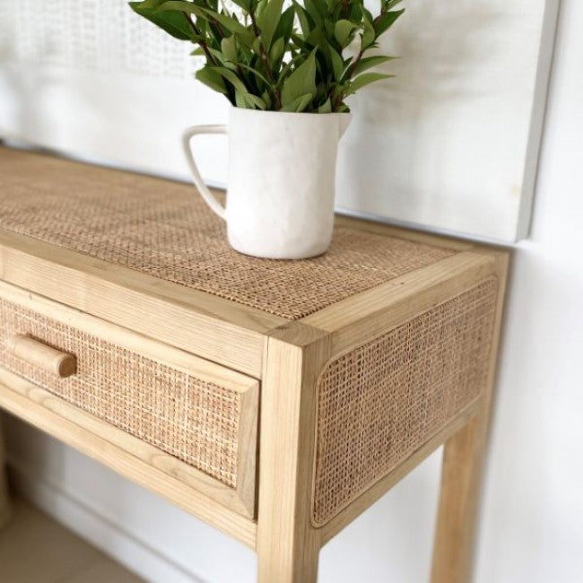 Natural Split Rattan Console