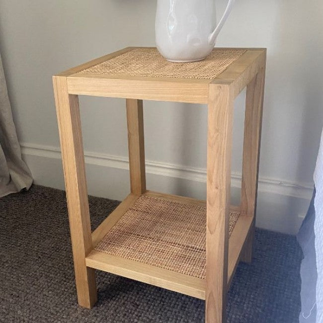 Natural Split Rattan Square Side Table