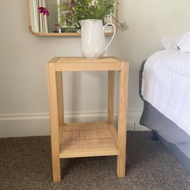 Natural Split Rattan Square Side Table