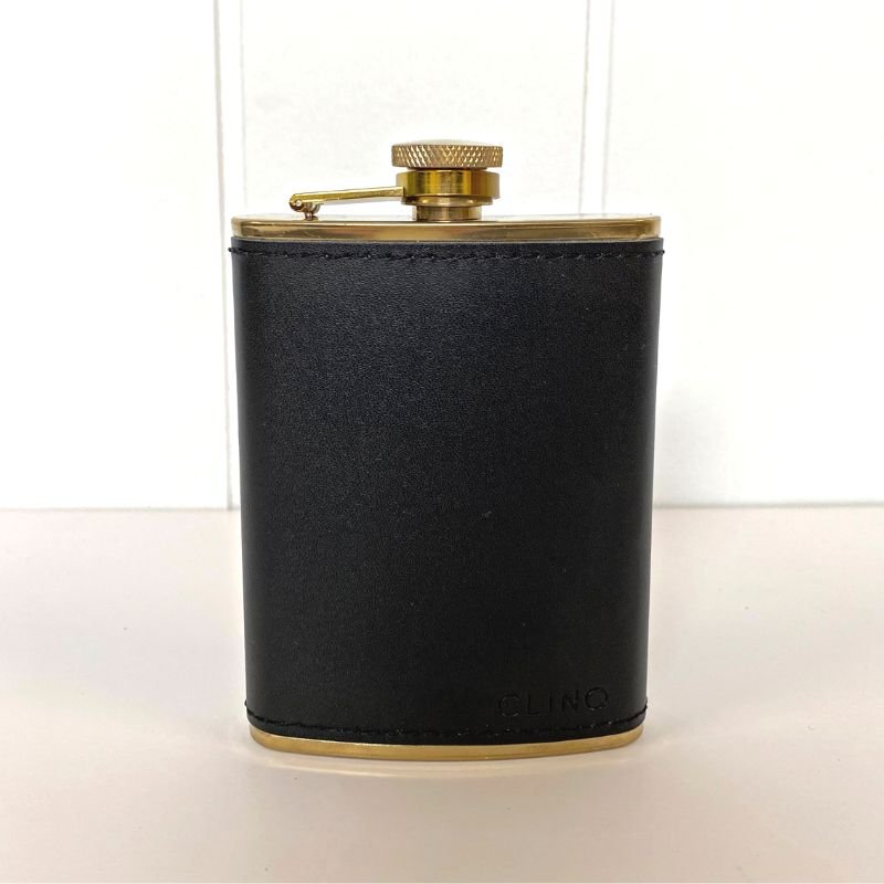 Manhattan Brass & Leather Hip Flask 240ML