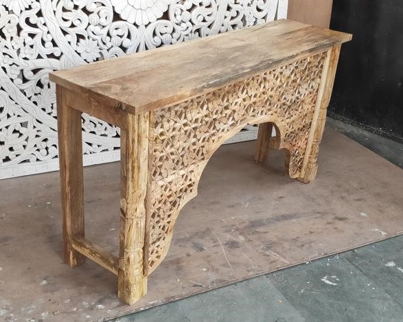 Carved Indian Console with Dahlia Panel