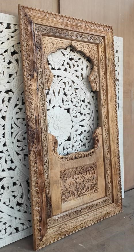 Carved Indian Full Length Jarokha Mirror