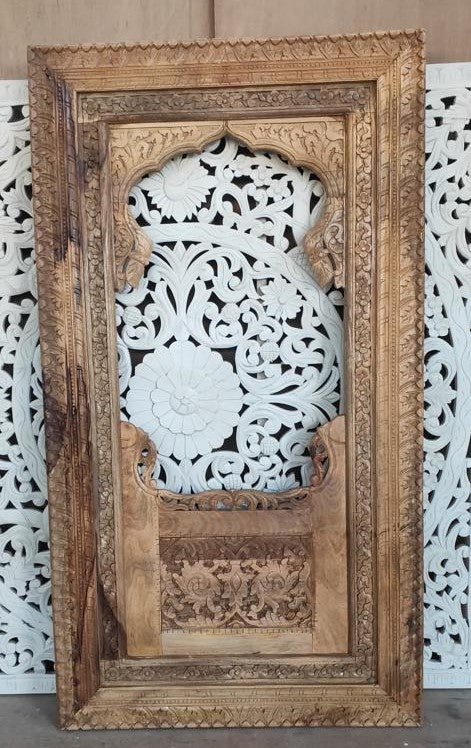 Carved Indian Full Length Jarokha Mirror