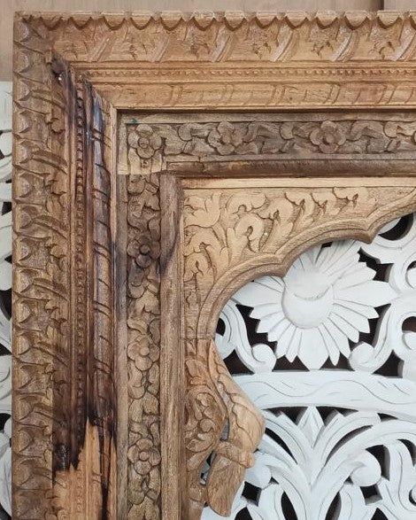 Carved Indian Full Length Jarokha Mirror