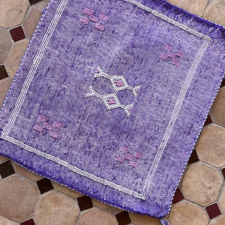 Genuine Moroccan Cactus Silk Cushion in Voilet