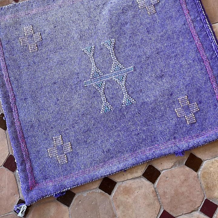Genuine Moroccan Cactus Silk Cushion in Voilet