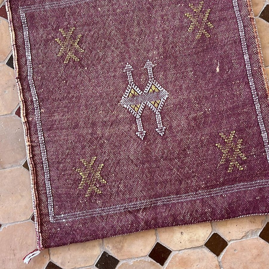 Genuine Moroccan Cactus Silk Cushion in Plum