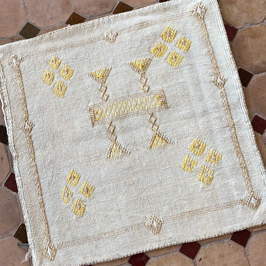 Genuine Moroccan Cactus Silk Cushion in Cream