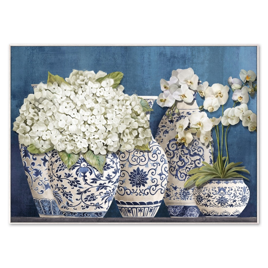White Flower China Framed Canvas