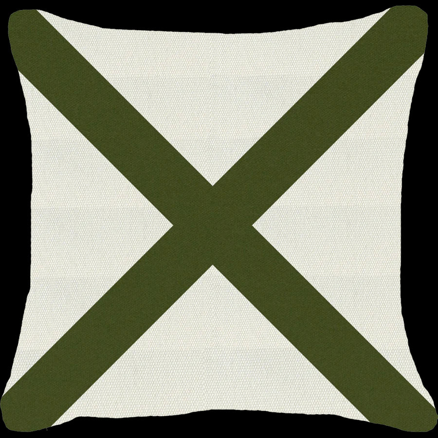 Outdoor Nautical Victor Lounge Cushion 55 x 55cm in White & Green
