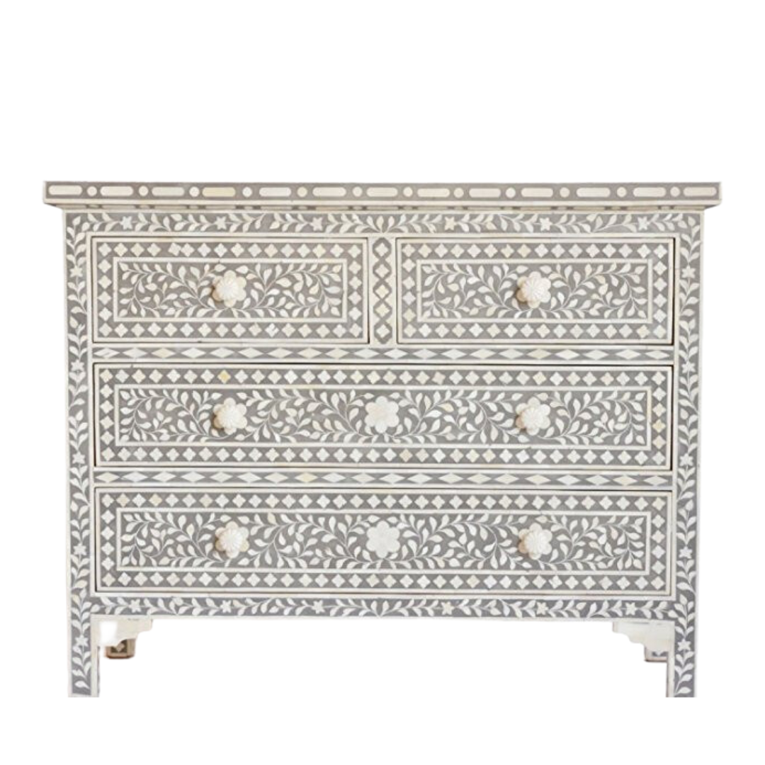 Bone Inlay Marrakech Bedside Cabinet in Ocean Blue