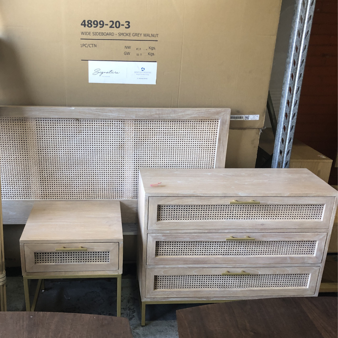 Aranga Timber & Rattan Bedside Table