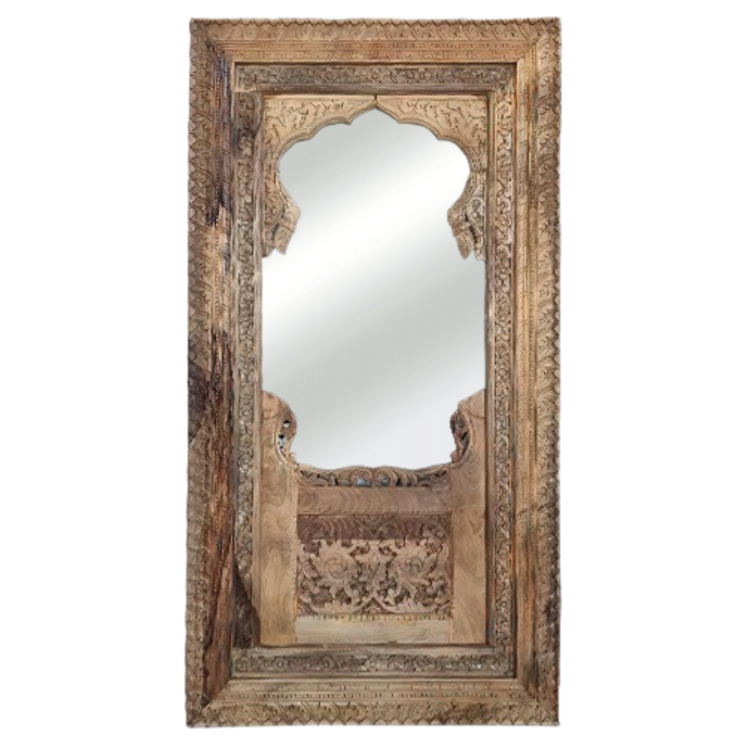 Carved Indian Full Length Jarokha Mirror