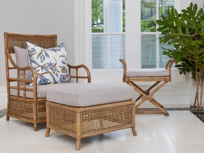 Rattan Raffle Arm Chair with Cushion