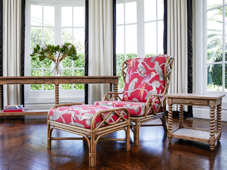 Chloe Ottoman in Aviary Pomegranate