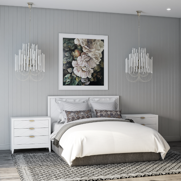Helsinki Wooden Chandelier in White