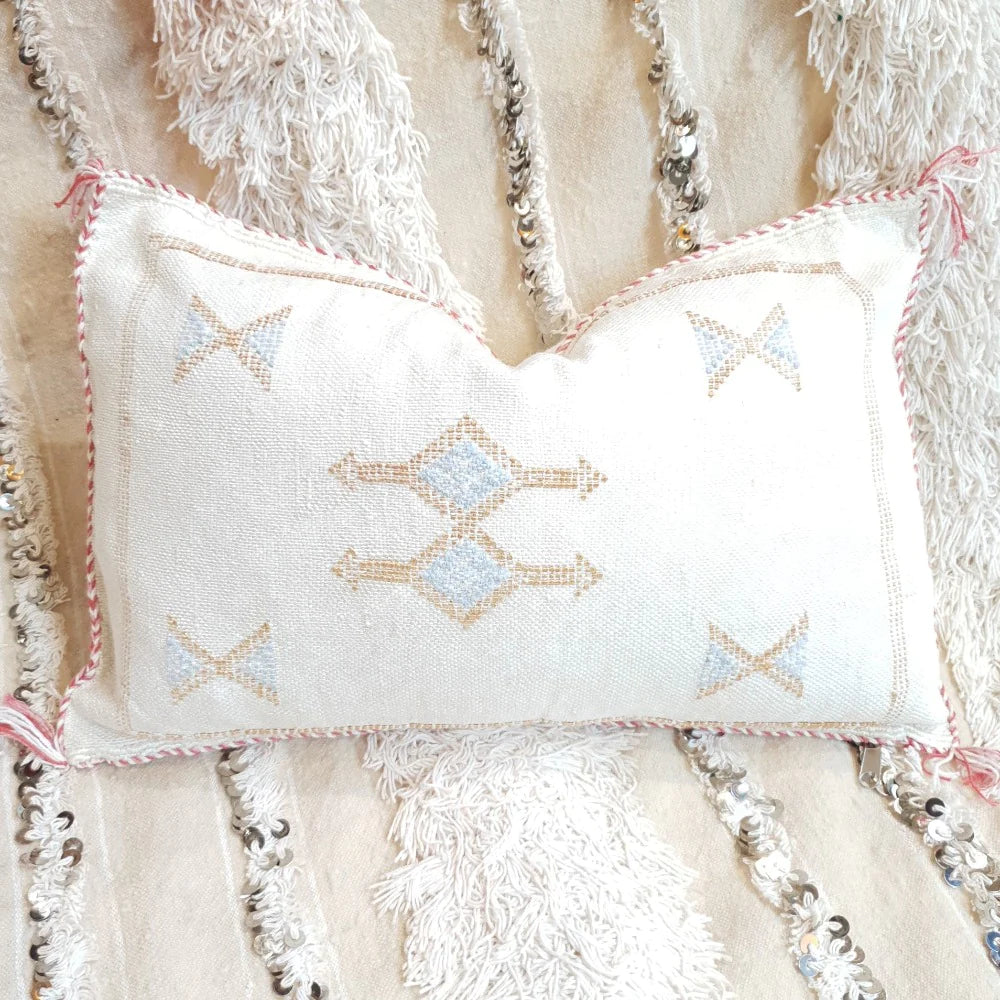 Rectangular Moroccan Cactus Silk Pillow in Natural