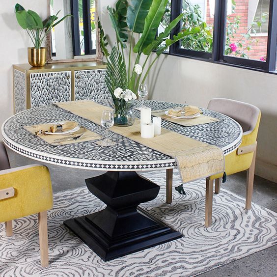 Bone Inlay Swirl Stool
