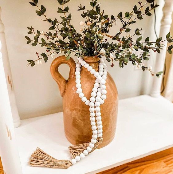 Saffron Wooden Hanging Beads