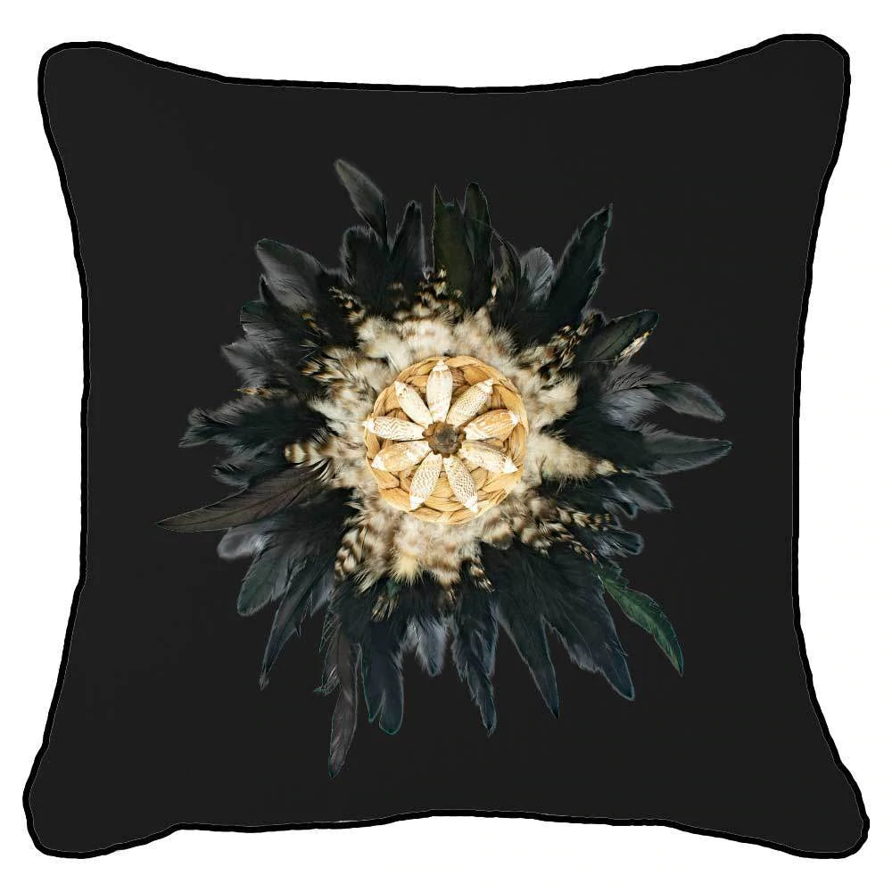 Feather Shell Juju Lounge Cushion in Black